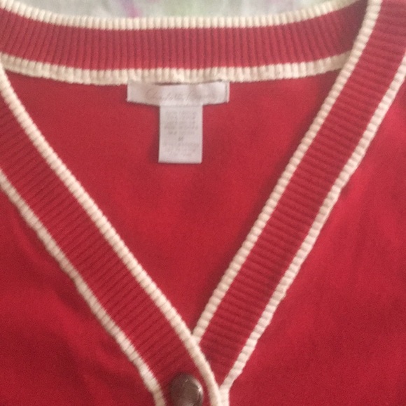 Red university style cropped cardigan M - Picture 4 of 4